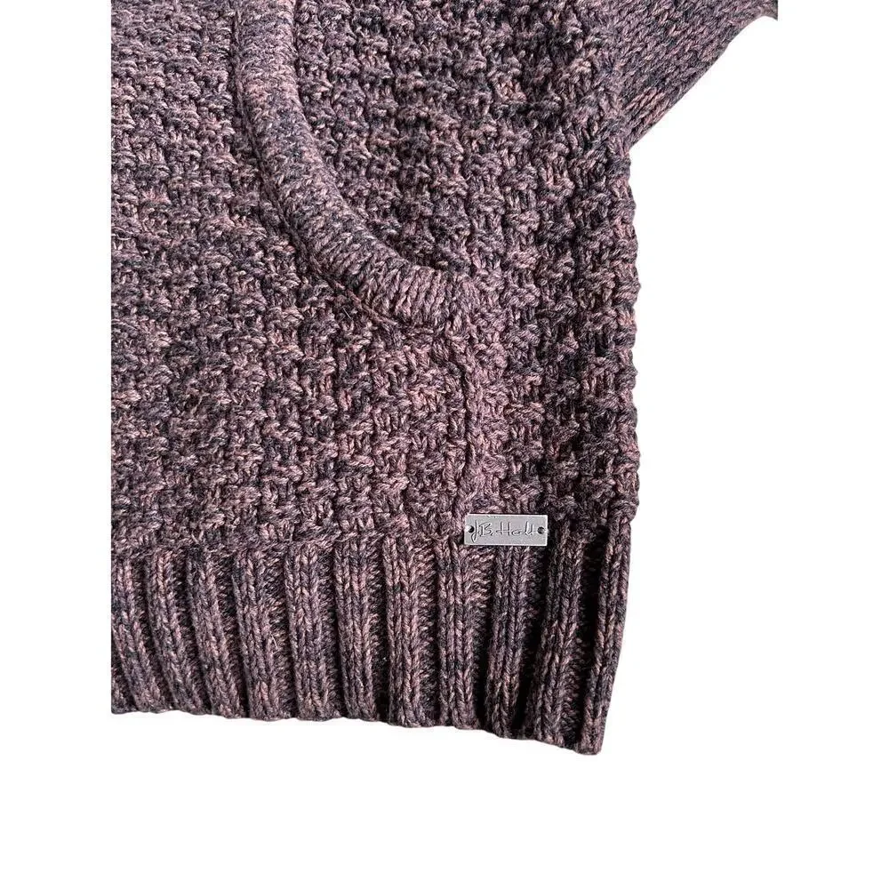 JB Holt Medium Pullover Men’s Knit Sweater Gray Cream 1/4 Toggle Kangaroo Pocket
